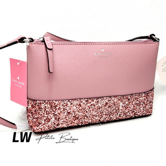 Kate Spade Greta Court Ramey Crossbody Pink Glitter Bag - Picture 1 of 8